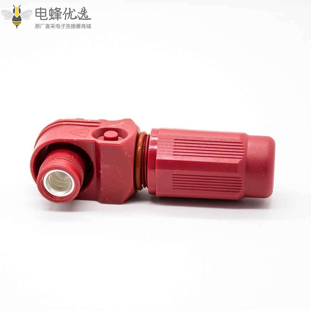單芯大電流連接器IP67彎式插頭12mm單芯紅色塑料350A接線